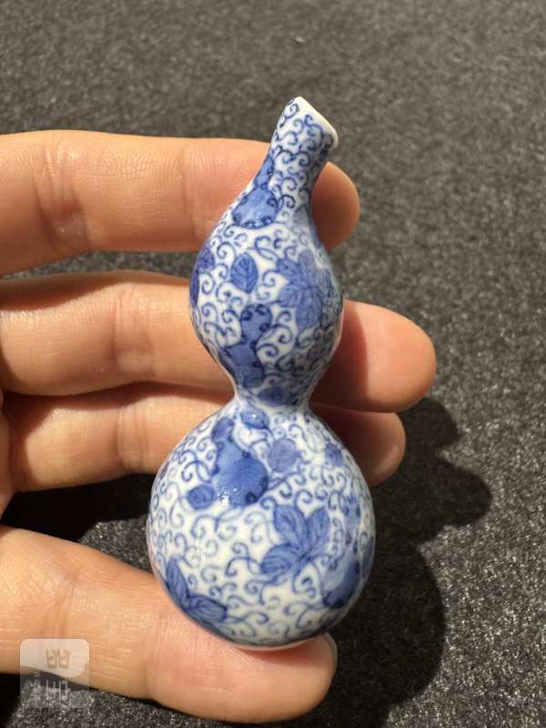 清晚期 青花矾红福禄万代纹葫芦一对 - 图4